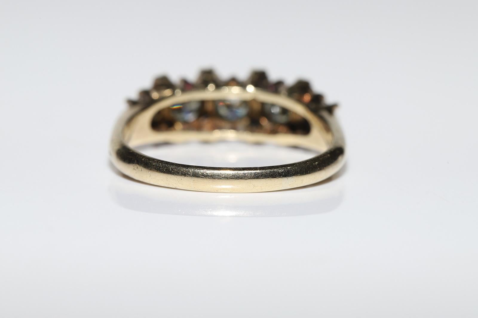 Vintage Circa 1980s 14k Gold Natural Diamond Decorated Ring  For Sale 6
