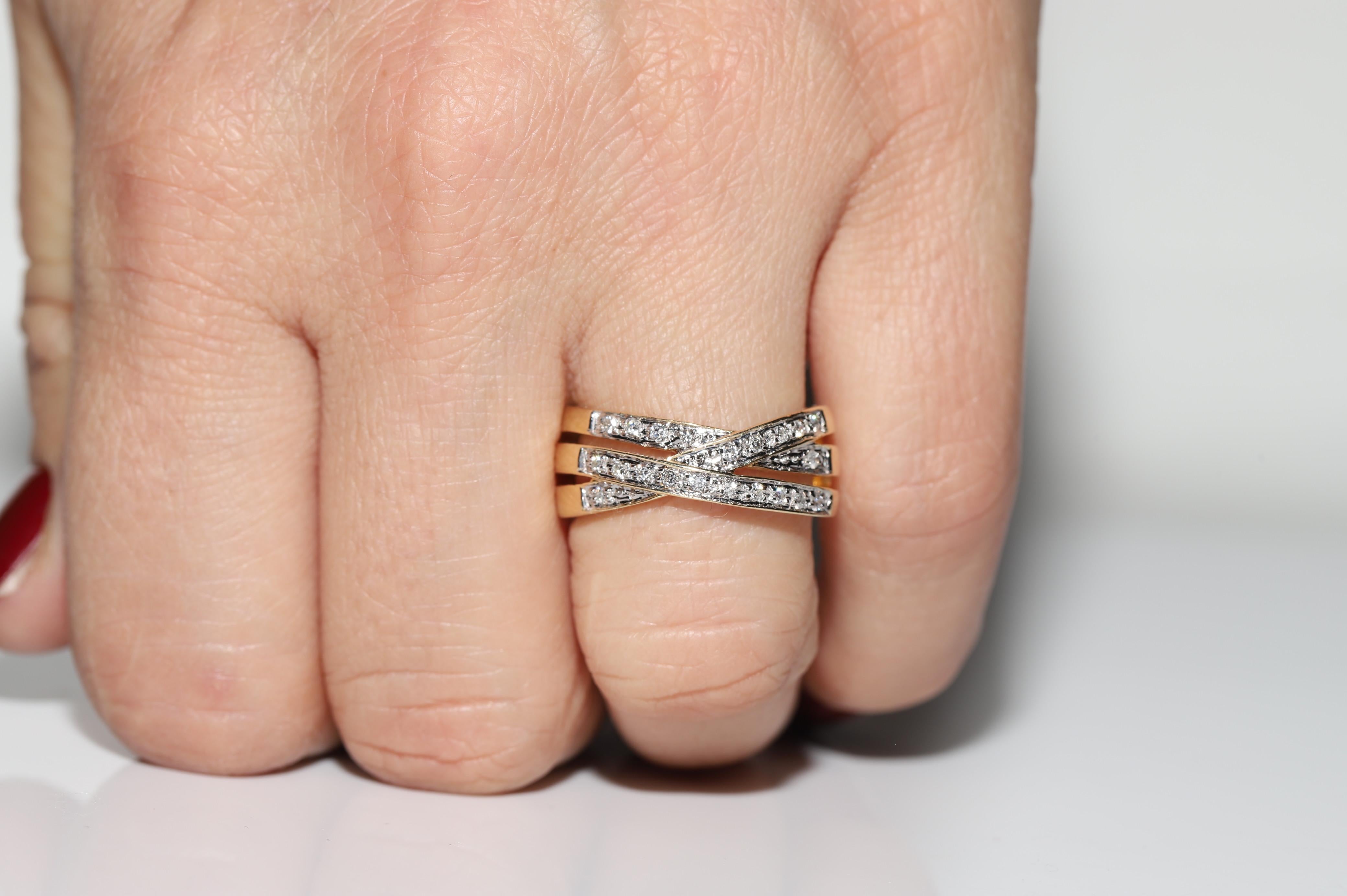 Vintage Circa 1980er Jahre 14k Gold Natürlicher Diamant Dekorierter Vintage-Ring im Angebot 6