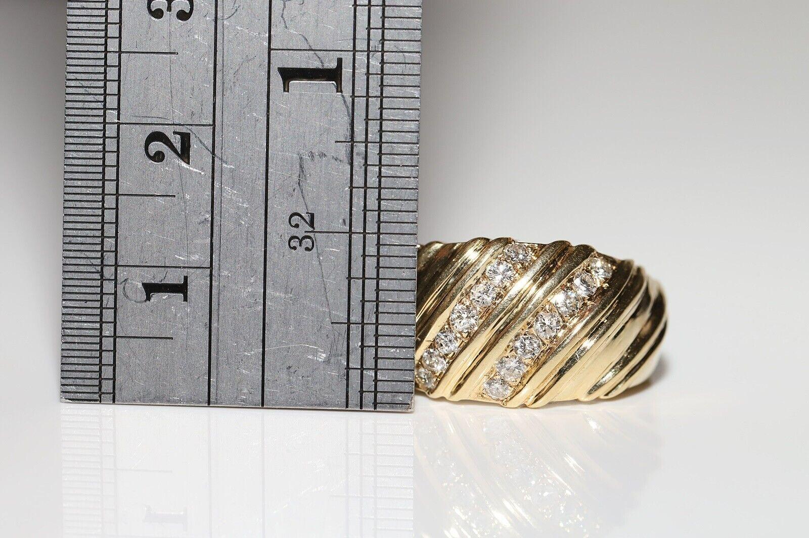 Vintage Circa 1980er Jahre 14k Gold Natürlicher Diamant Dekorierter Vintage-Ring  im Angebot 7