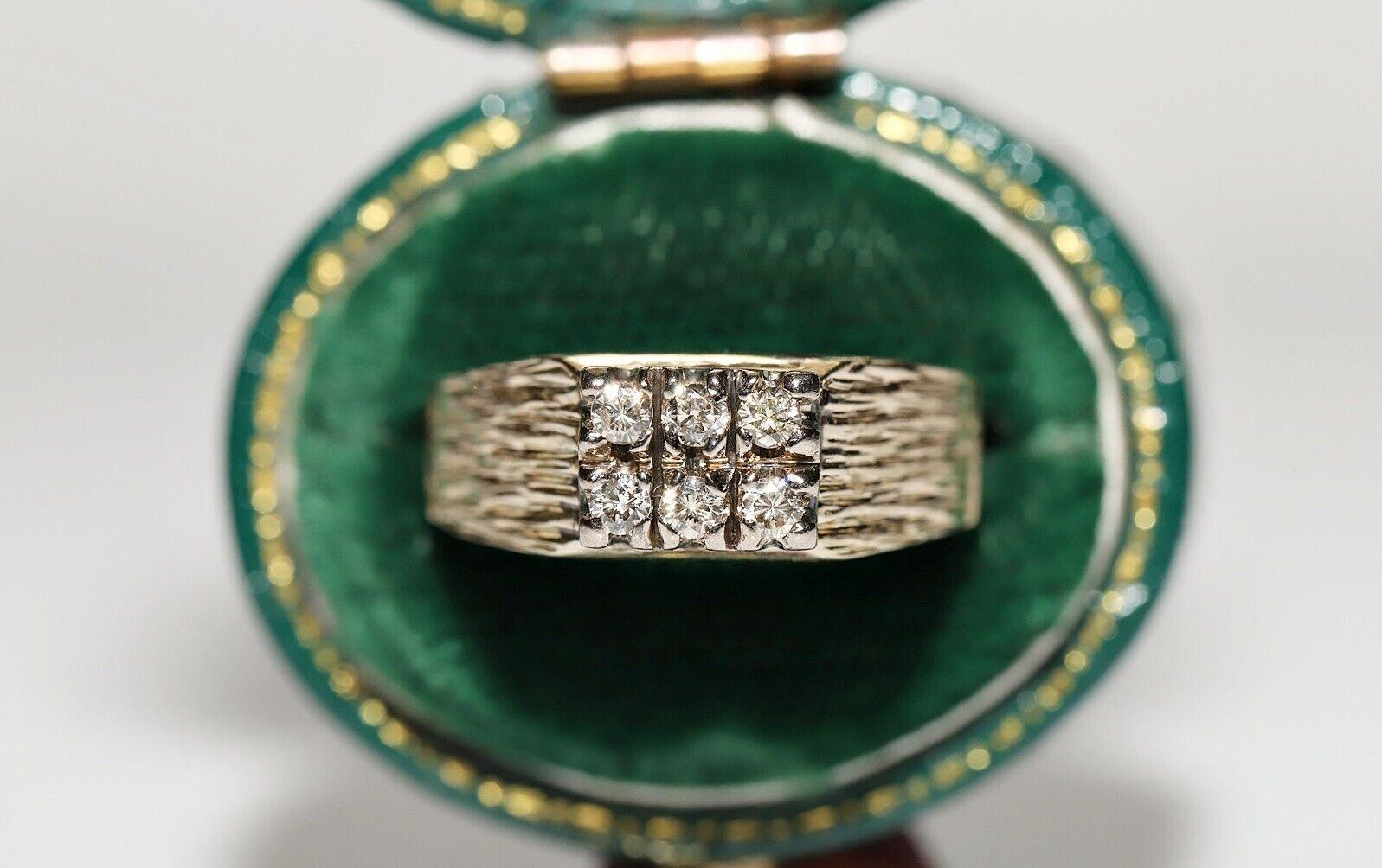 Vintage Circa 1980s 14k Gold Natural Diamond Decorated Ring  For Sale 8