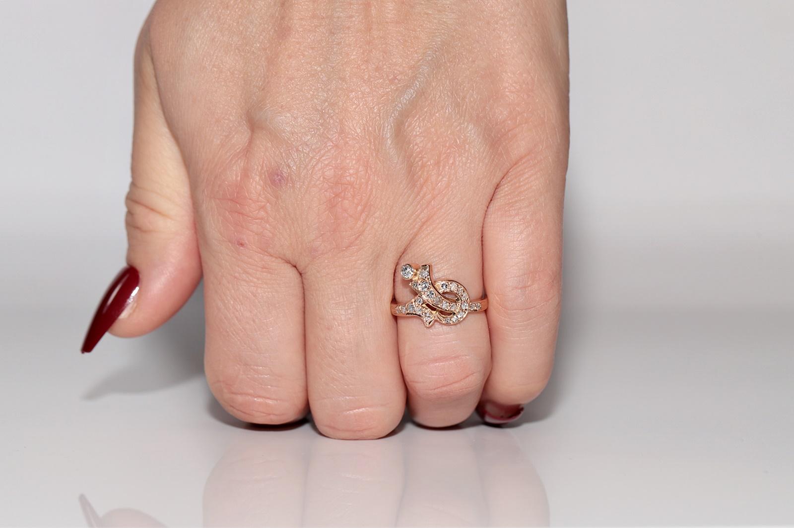 Vintage Circa 1980er Jahre 14k Gold Natürlicher Diamant Dekorierter Vintage-Ring im Angebot 8