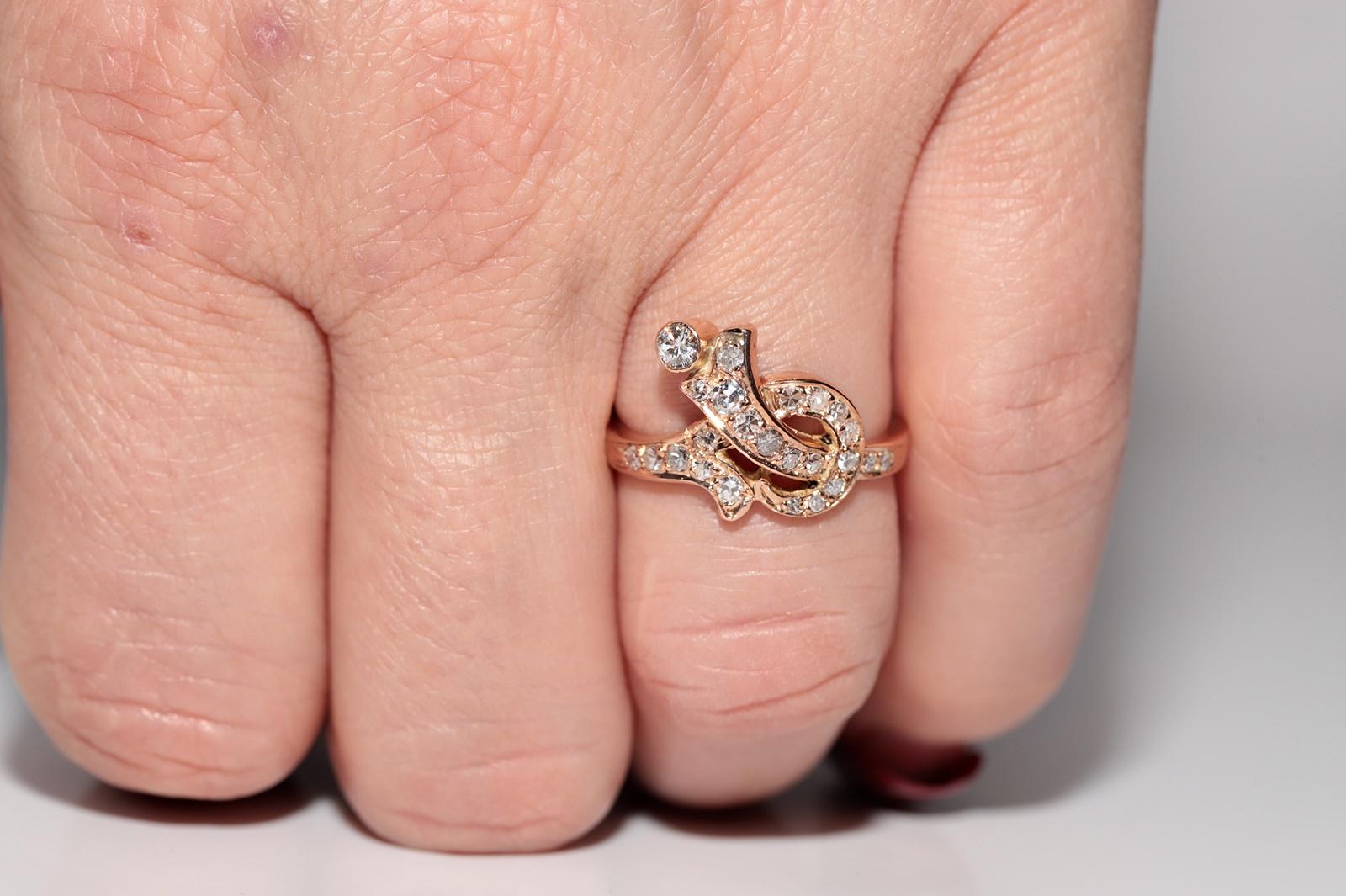 Vintage Circa 1980er Jahre 14k Gold Natürlicher Diamant Dekorierter Vintage-Ring im Angebot 9