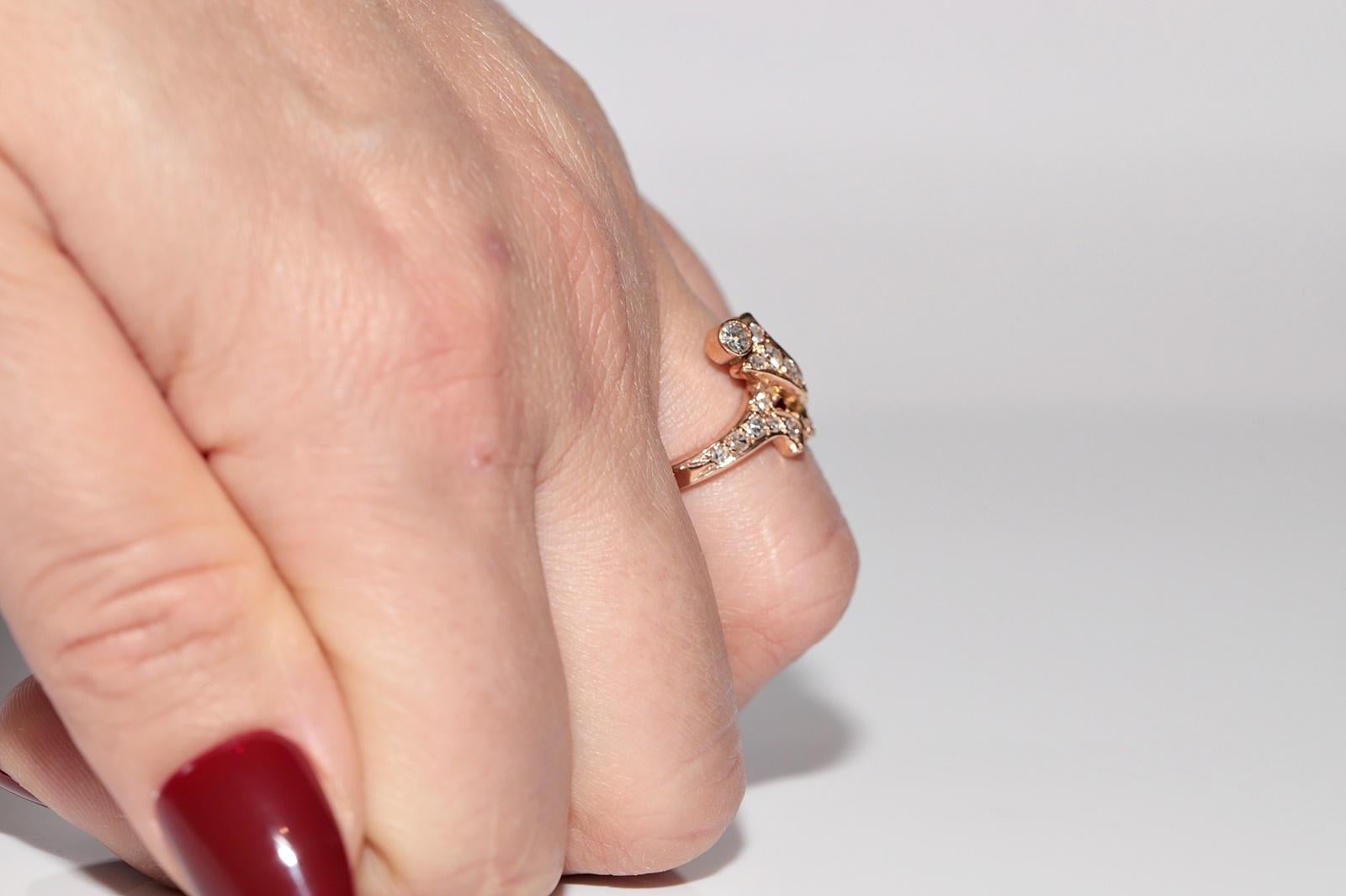 Vintage Circa 1980er Jahre 14k Gold Natürlicher Diamant Dekorierter Vintage-Ring im Angebot 10
