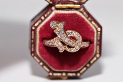 Vintage Circa 1980s 14k Gold Natural Diamond Decorated Ring