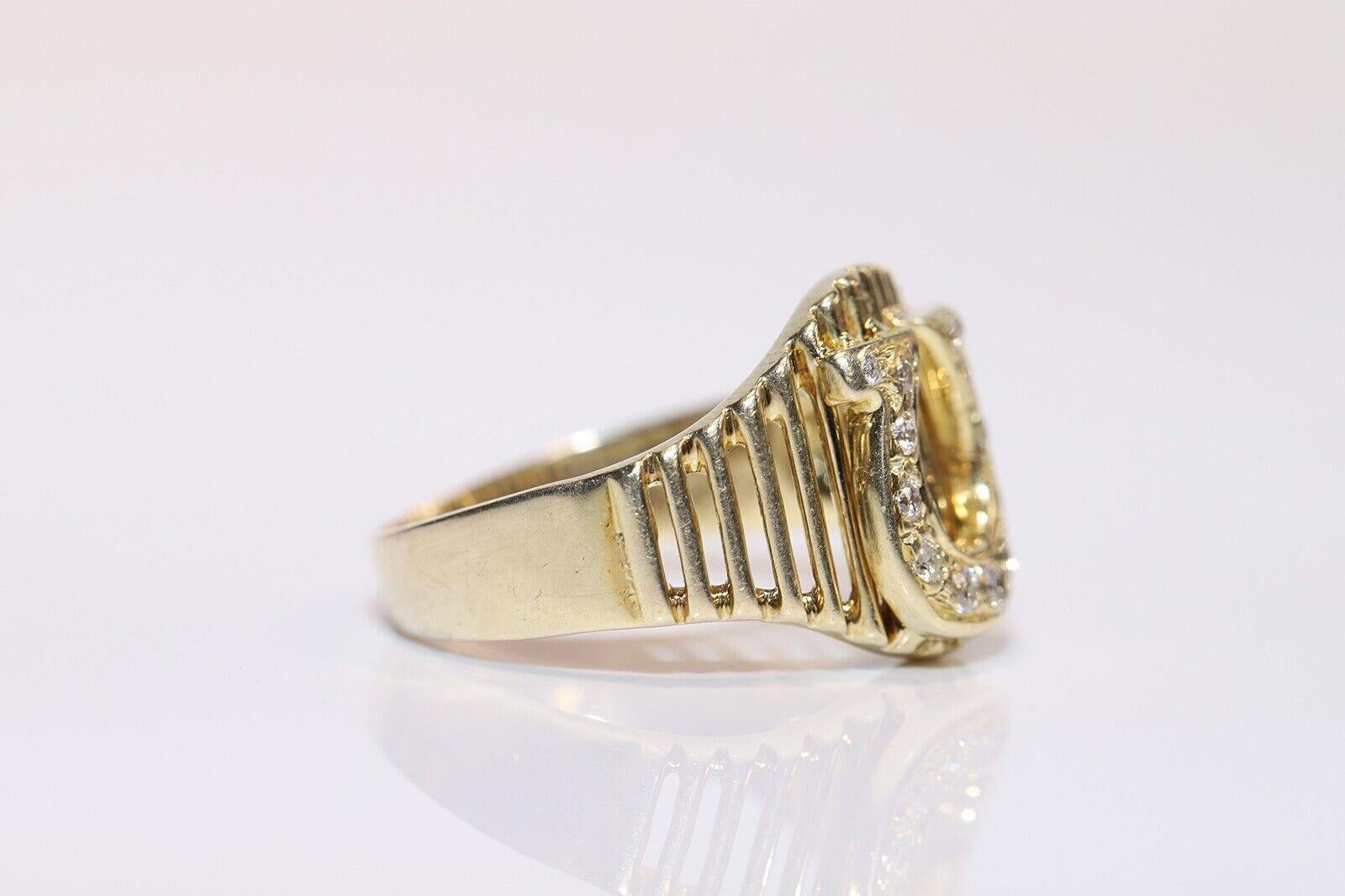 Brilliant Cut Vintage Circa 1980s 14k Gold Natural Diamond Decorated Ring For Sale
