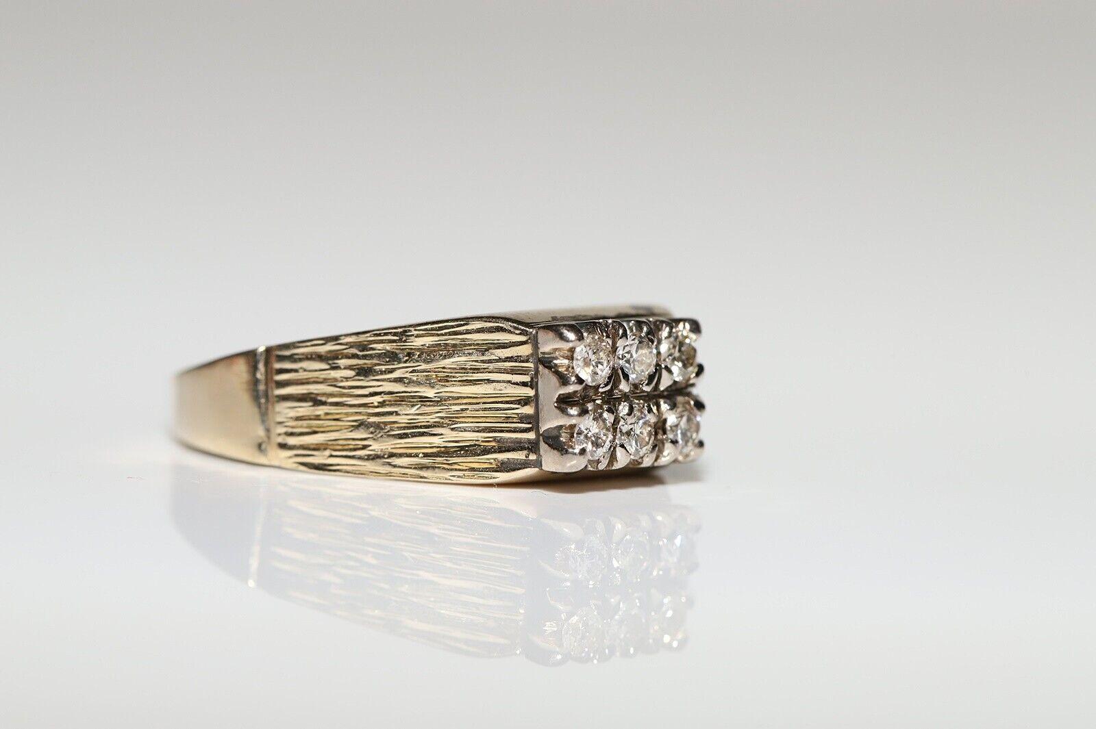Vintage Circa 1980s 14k Gold Natural Diamond Decorated Ring  In Good Condition For Sale In Fatih/İstanbul, 34