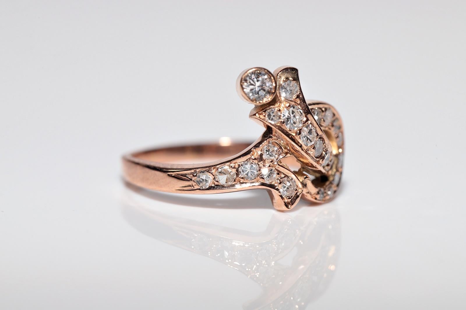 Vintage Circa 1980er Jahre 14k Gold Natürlicher Diamant Dekorierter Vintage-Ring im Zustand „Gut“ im Angebot in Fatih/İstanbul, 34