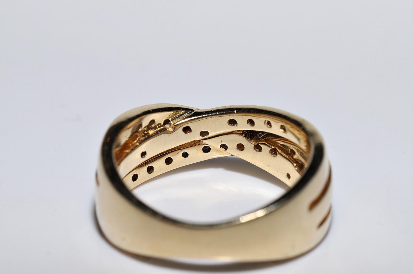 Vintage Circa 1980er Jahre 14k Gold Natürlicher Diamant Dekorierter Vintage-Ring im Zustand „Gut“ im Angebot in Fatih/İstanbul, 34