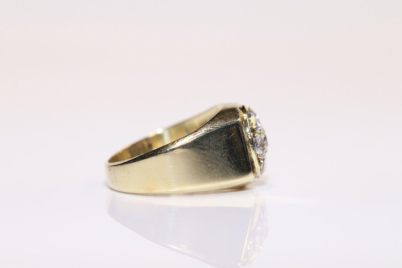 De las mujeres Vintage Circa 1980s Anillo Artesanal de Oro de 14k Decorado con Diamantes Naturales en venta