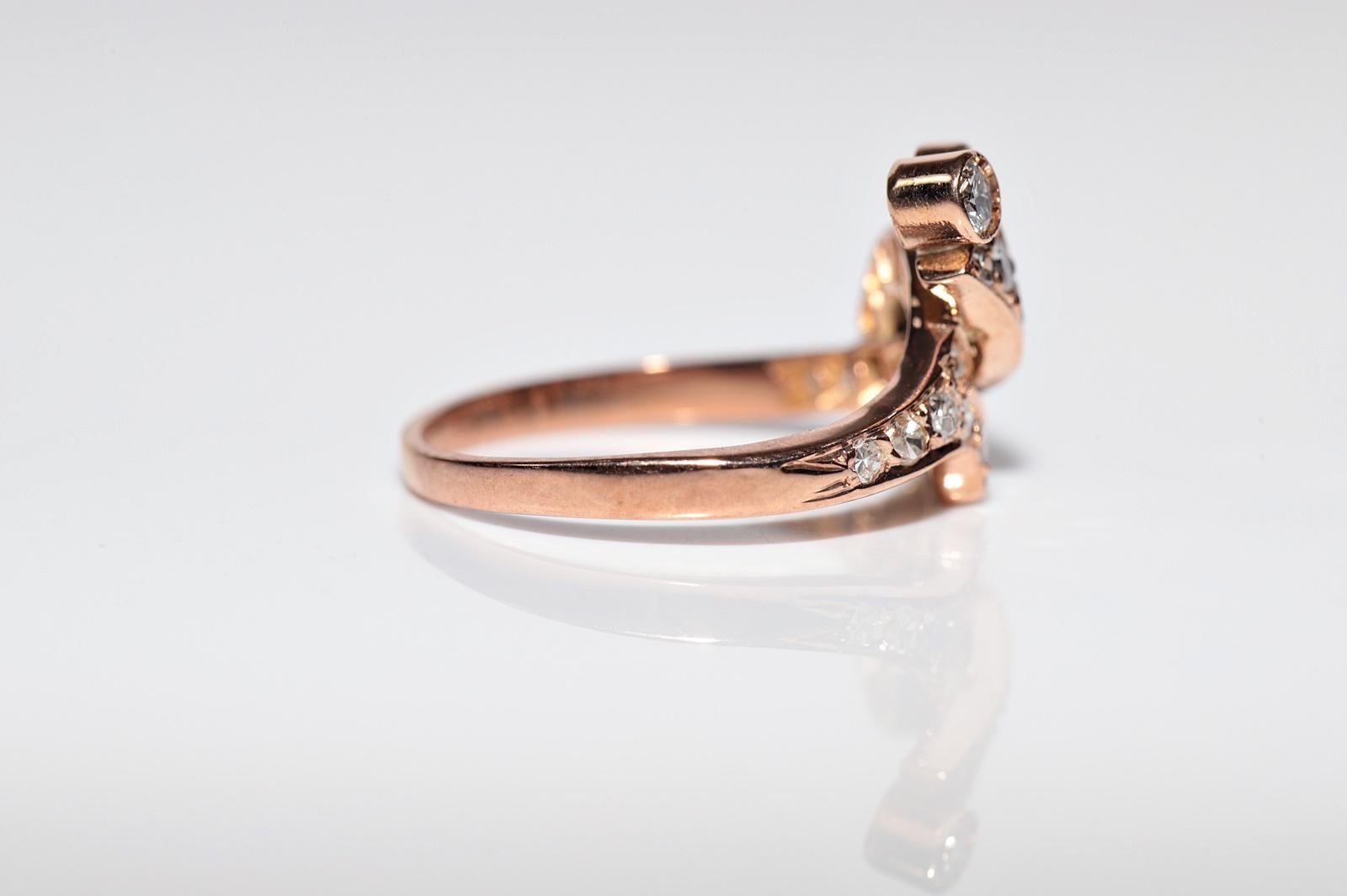 Vintage Circa 1980er Jahre 14k Gold Natürlicher Diamant Dekorierter Vintage-Ring Damen im Angebot