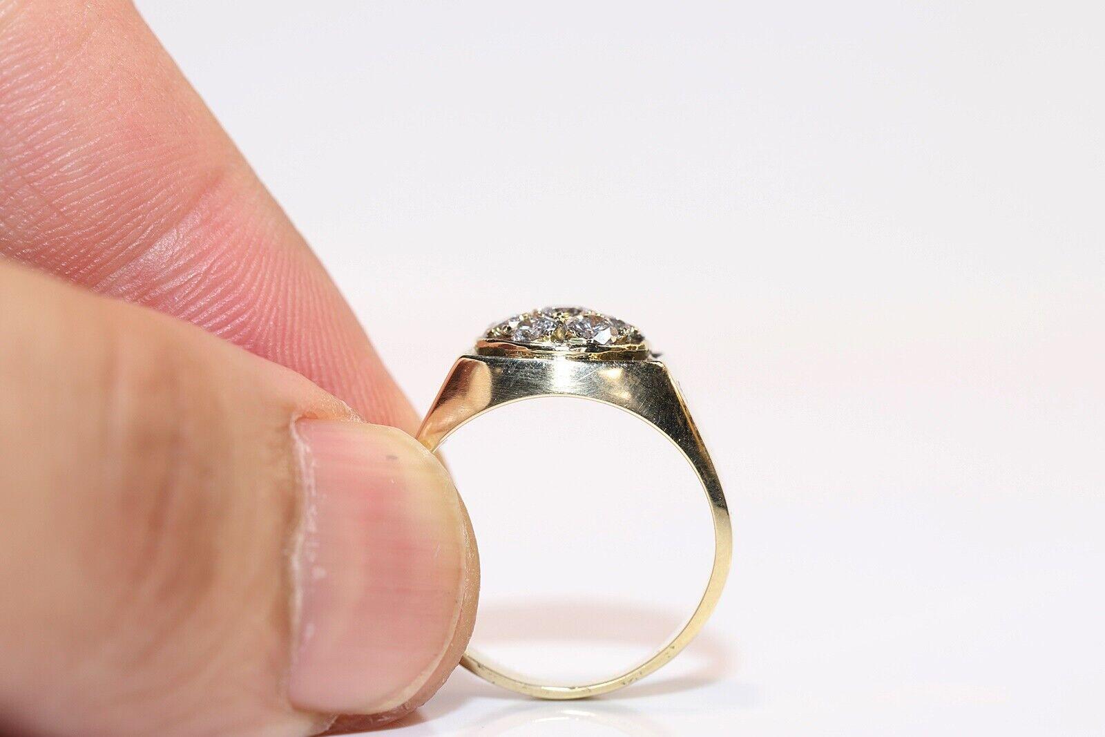 Vintage Circa 1980s Anillo Artesanal de Oro de 14k Decorado con Diamantes Naturales en venta 1