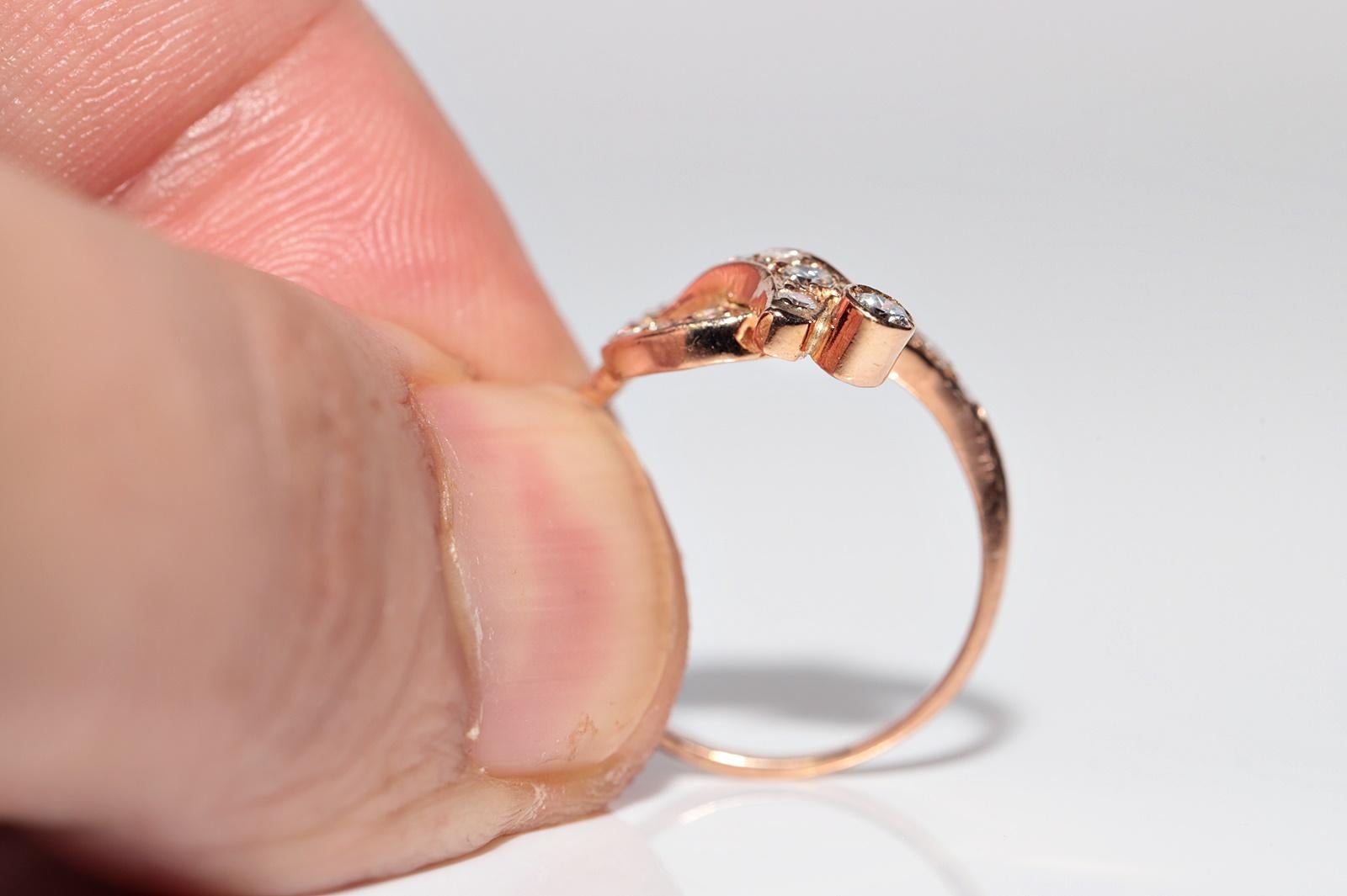 Vintage Circa 1980er Jahre 14k Gold Natürlicher Diamant Dekorierter Vintage-Ring im Angebot 1