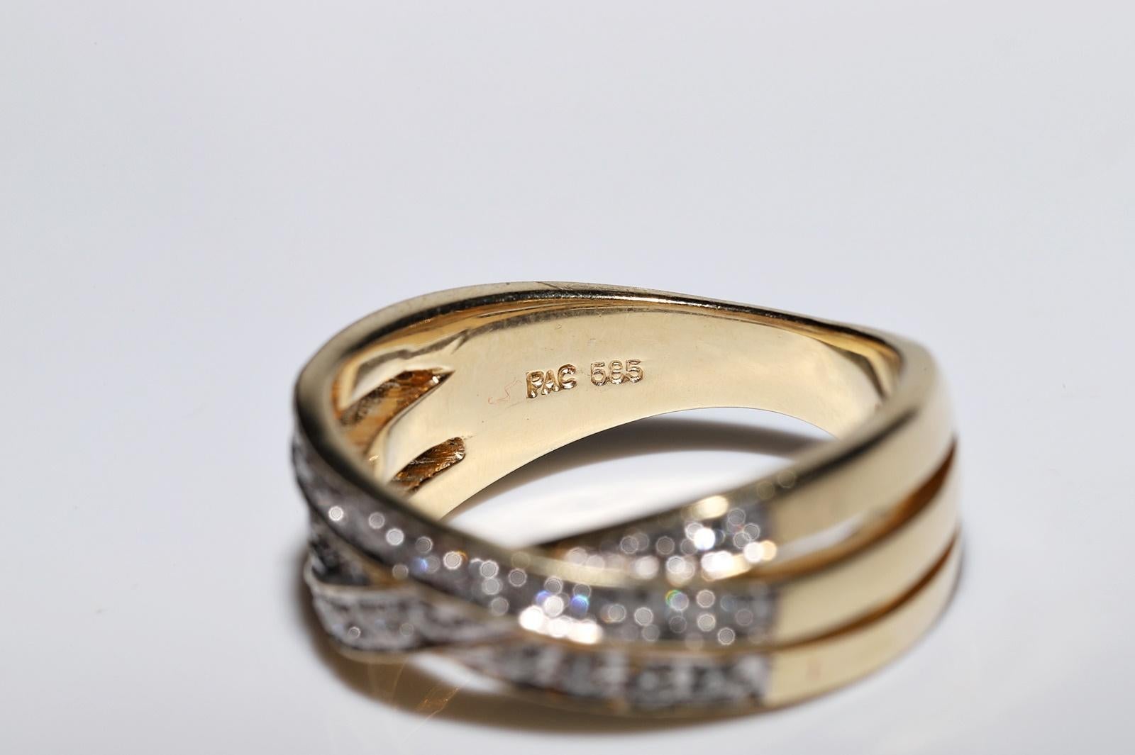 Vintage Circa 1980er Jahre 14k Gold Natürlicher Diamant Dekorierter Vintage-Ring im Angebot 1