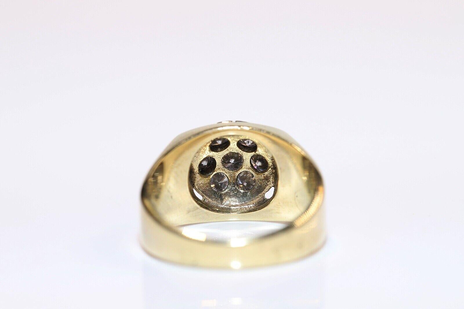 Vintage Circa 1980s Anillo Artesanal de Oro de 14k Decorado con Diamantes Naturales en venta 2