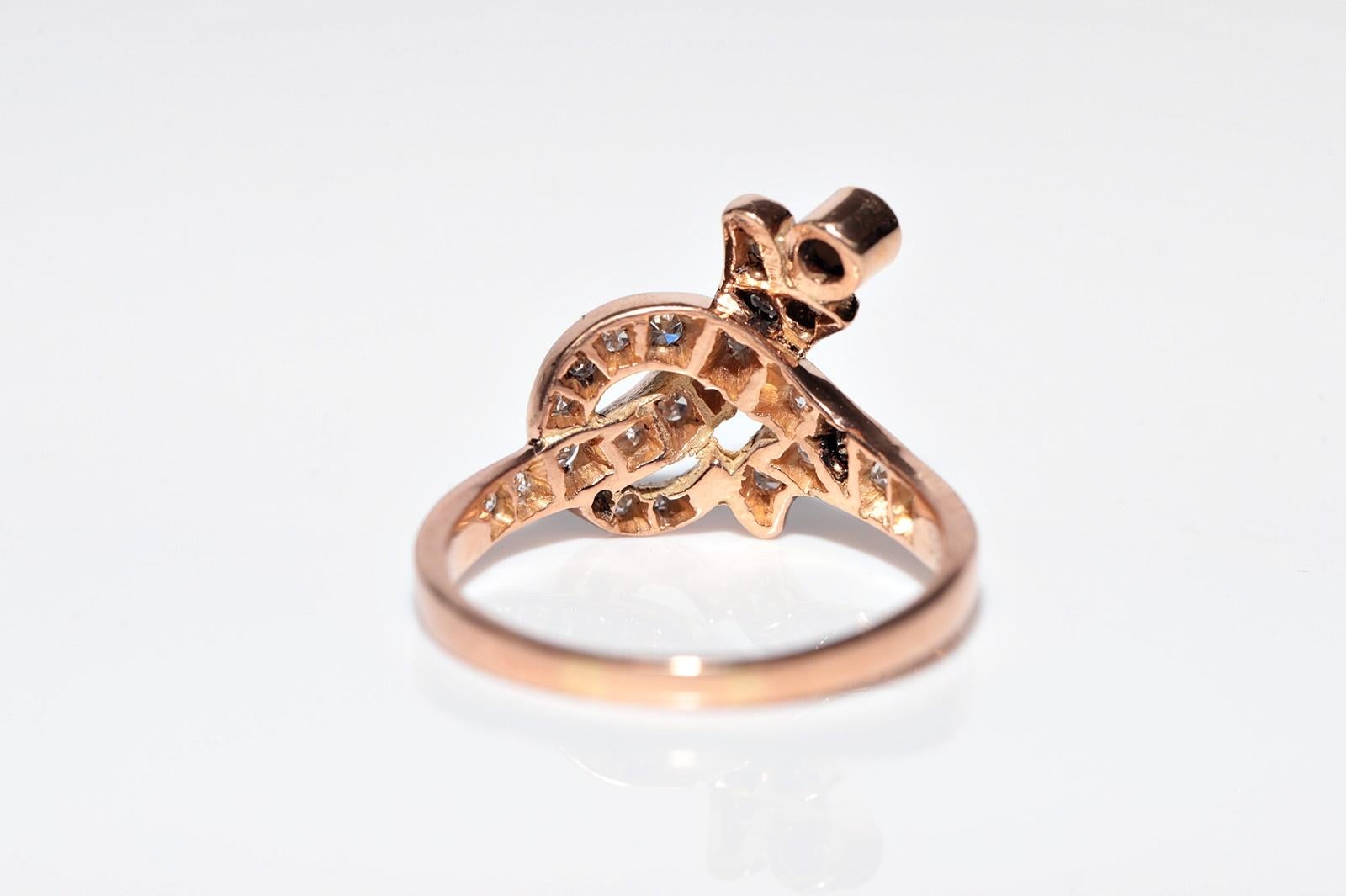 Vintage Circa 1980er Jahre 14k Gold Natürlicher Diamant Dekorierter Vintage-Ring im Angebot 2