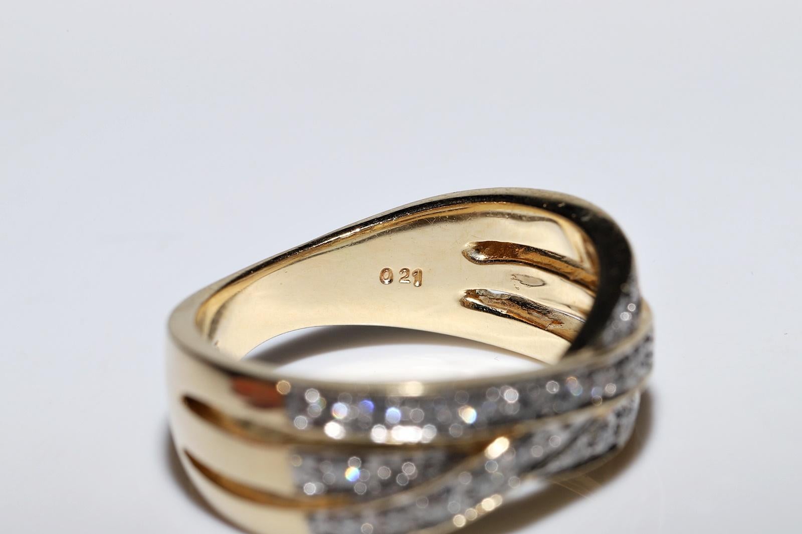 Vintage Circa 1980er Jahre 14k Gold Natürlicher Diamant Dekorierter Vintage-Ring im Angebot 2