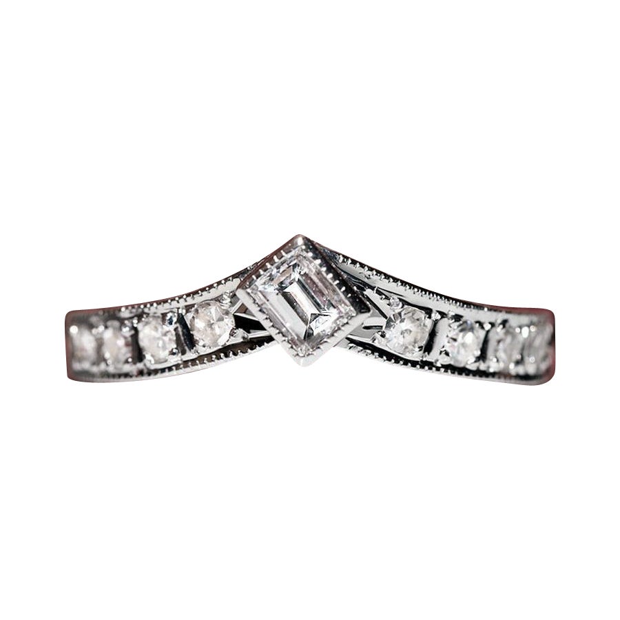 Vintage Circa 1980 Bague en or 14k décorée de diamants naturels