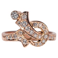 Vintage Circa 1980er Jahre 14k Gold Natürlicher Diamant Dekorierter Vintage-Ring