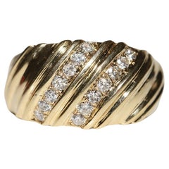 Vintage Circa 1980er Jahre 14k Gold Natürlicher Diamant Dekorierter Vintage-Ring 