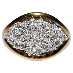 Vintage Circa 1980s 14k Gold Natural Diamond Decorated Ring 