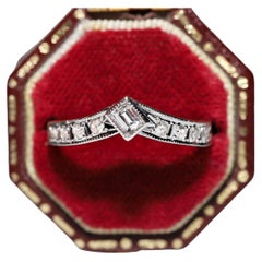 Anillo Vintage Circa 1980s Oro 14k Decorado con Diamantes Naturales