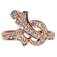 Vintage Circa 1980s 14k Gold Natural Diamond Decorated Ring