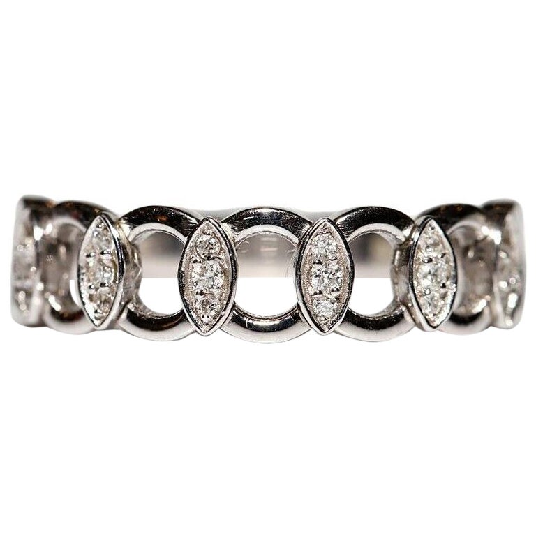 Anello decorato con diamanti naturali in oro 14k, vintage CIRCA 1980