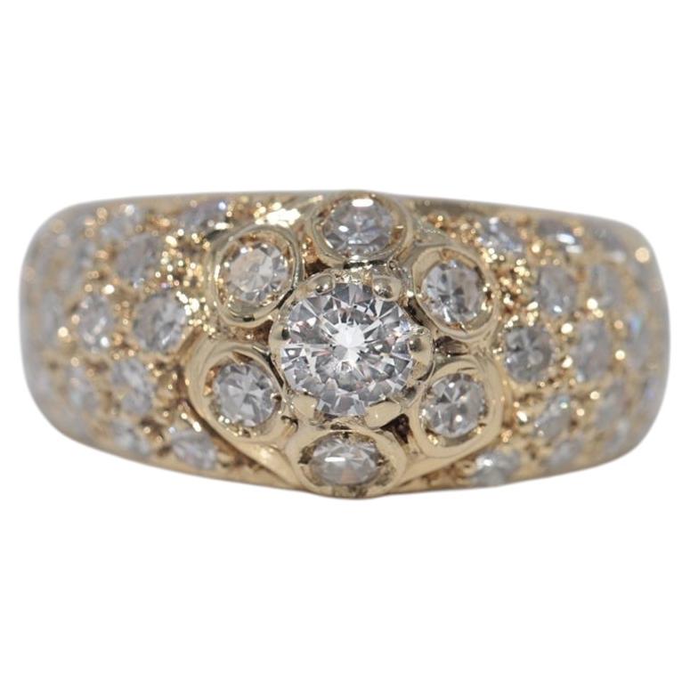 Vintage Circa 1980s 14k Gold Natural Diamond Decorated Ring