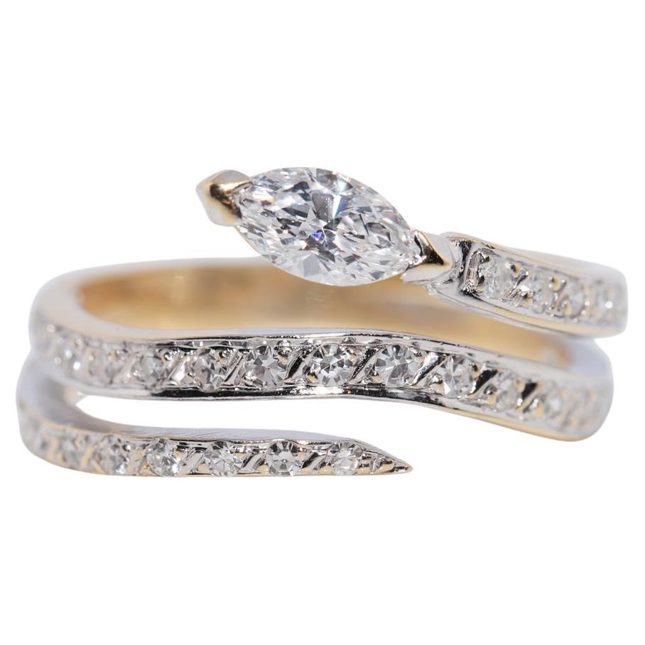 Vintage Circa 1980 Or 14k Diamant Naturel Décoré Bague Snake Design