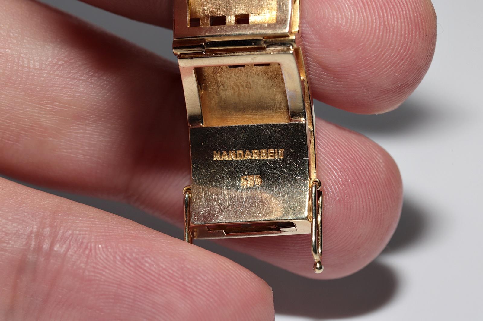 Vintage Circa 1980er Jahre 14k Gold natürlicher Diamant verziertes starkes Vintage-Armband im Angebot 3