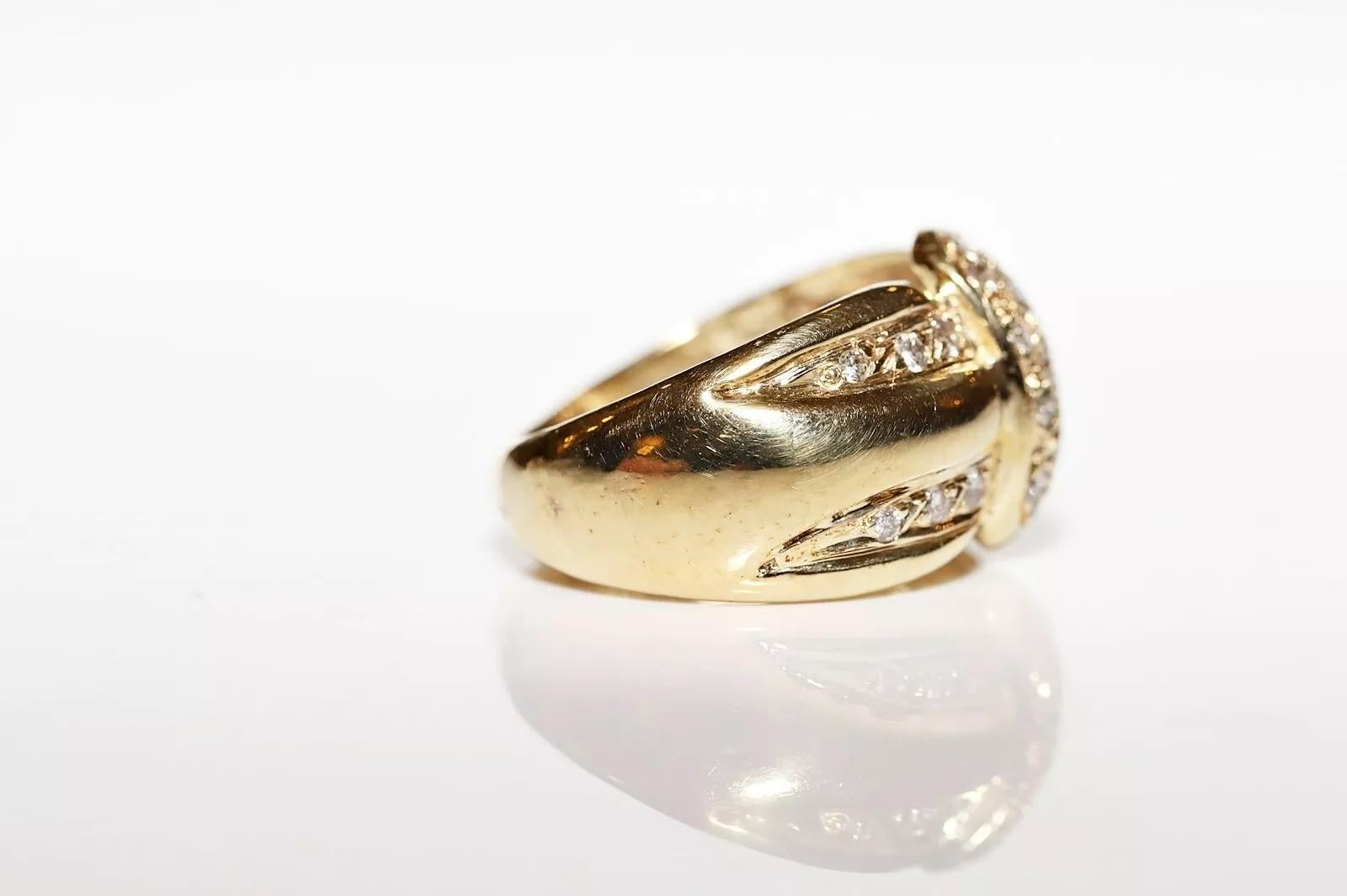 Anello forte decorato con diamanti naturali in oro 14k CIRCA 1980 in vendita 4