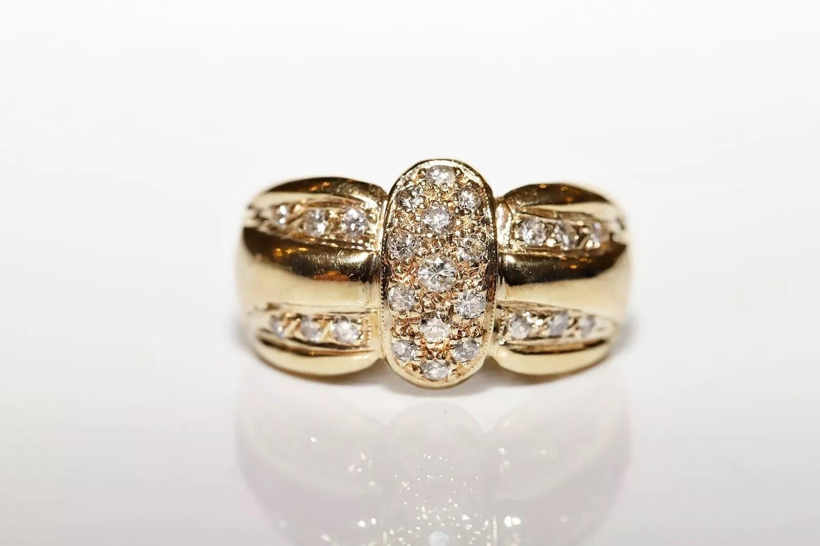 Anello forte decorato con diamanti naturali in oro 14k CIRCA 1980 in vendita 2