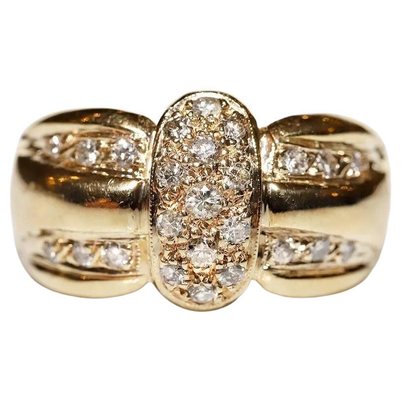 Anello forte decorato con diamanti naturali in oro 14k CIRCA 1980