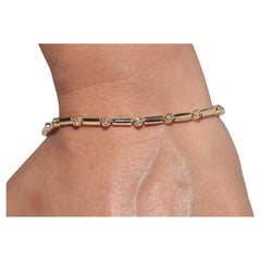 Vintage Circa 1980s 14k Gold Natural Diamond Decorated Tennis Bracelet