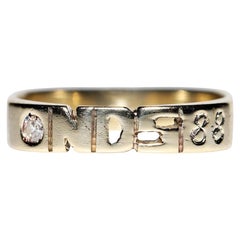 Vintage Circa 1980s 14k Gold Natural Diamond Decorated Written Ring