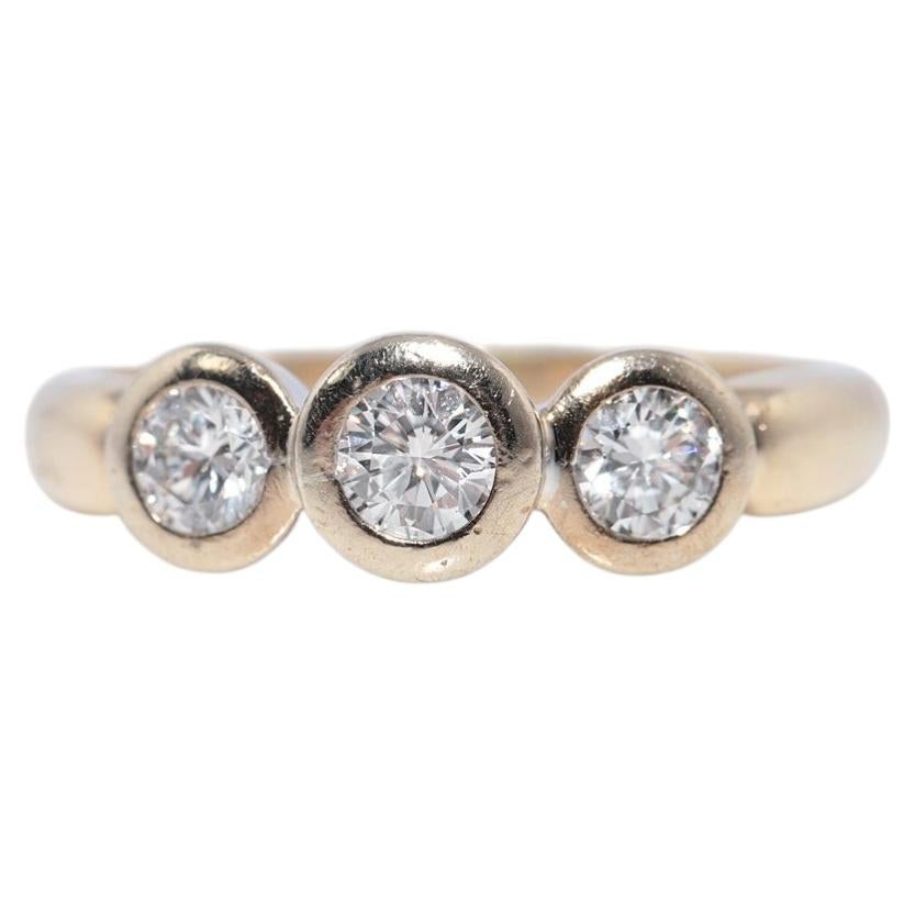 Anello vintage CIRCA anni ’80 in oro 14k con diamanti naturali in vendita