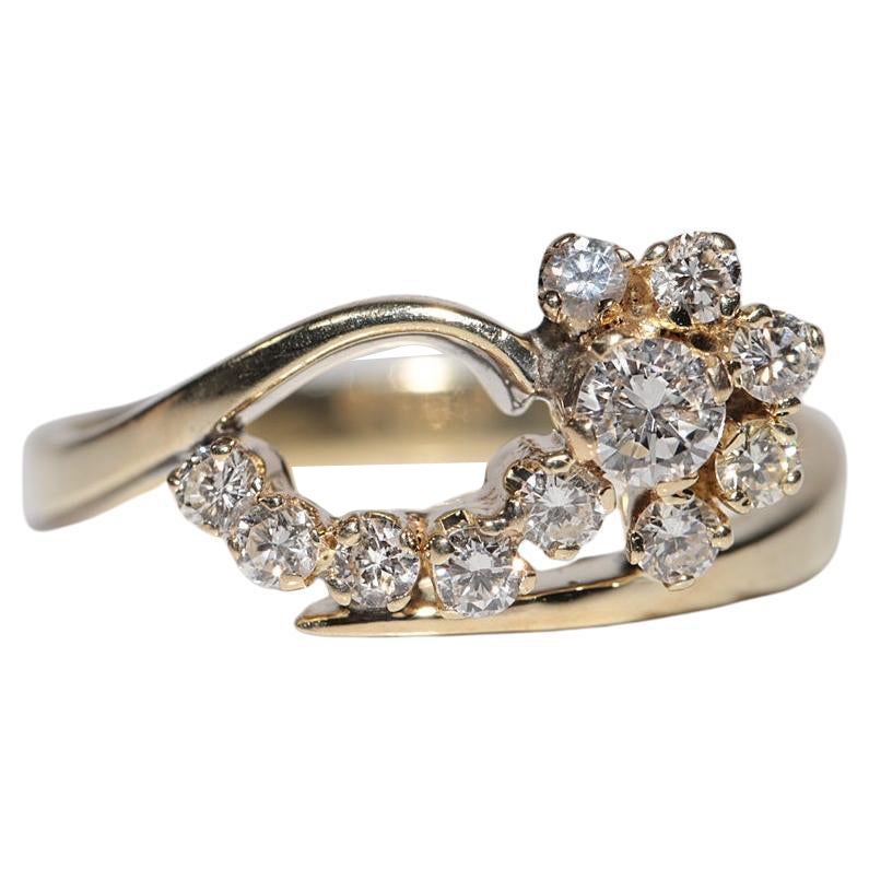 Anello stile fiori con diamanti naturali in oro 14k CIRCA 1980