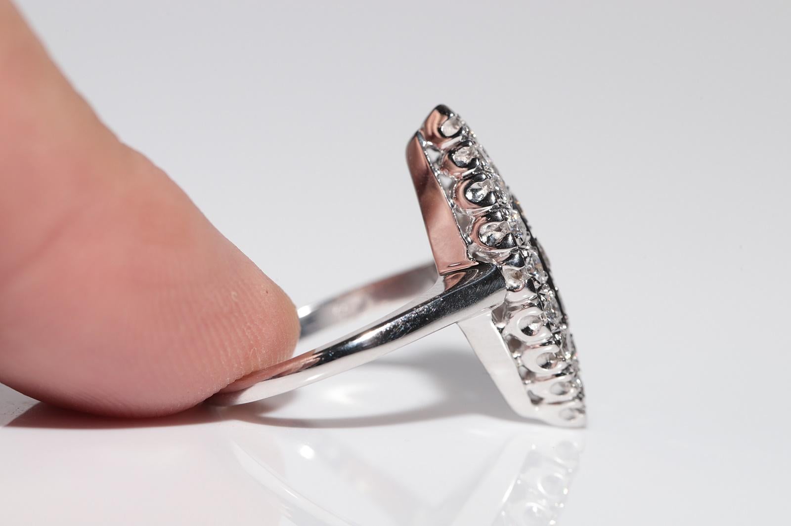 Vintage Circa 1980er Jahre 14k Gold natürlicher Diamant Navette Ring Damen im Angebot