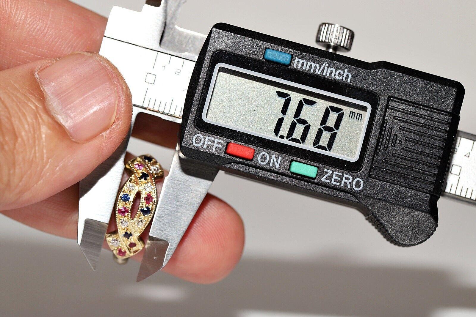 Anello d'oro naturale con diamante e zaffiro e rubino in oro 14k, CIRCA 1980 in vendita 1