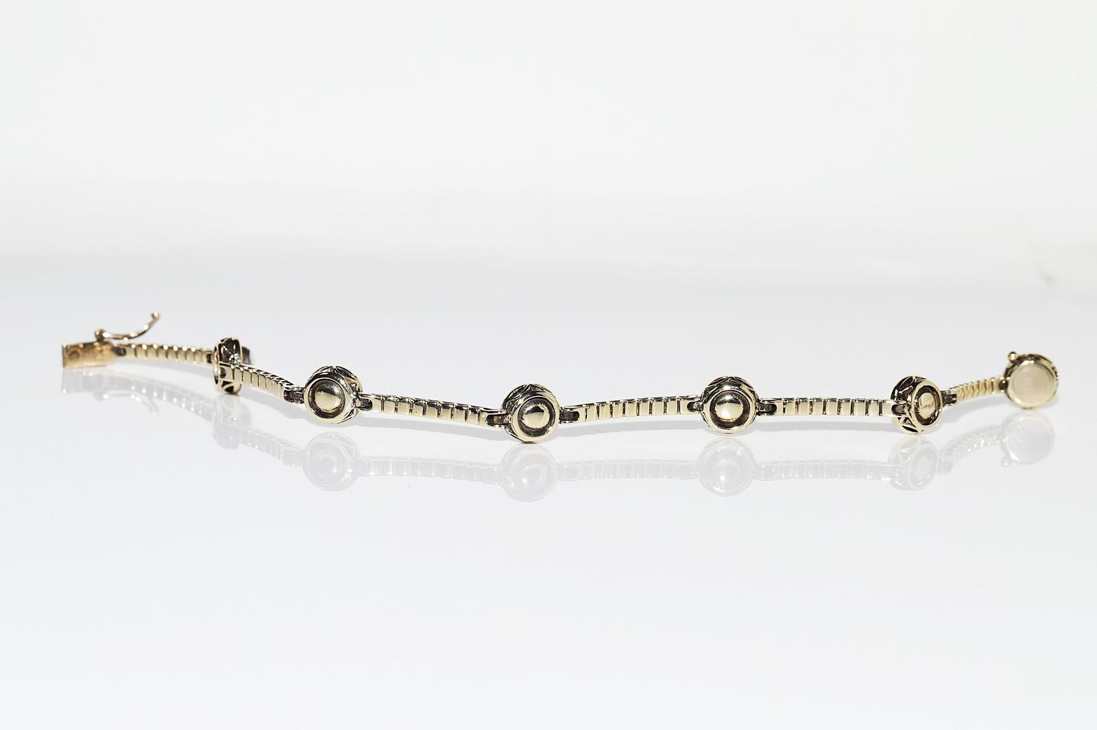 Bracelet tennis vintage des années 1980, or 14 carats, argent, diamants naturels et rubis en vente 3