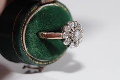 Vintage Circa 1980s 14k Gold Top Silver Natural Rose Cut Diamond Ring