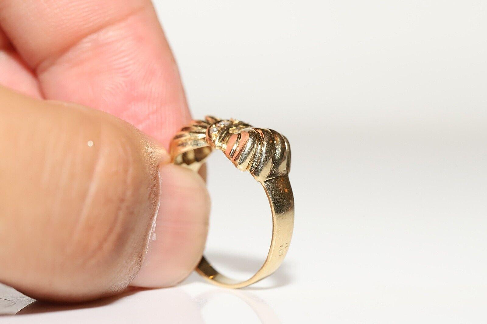 Anello d'epoca degli anni '80 in 14k con diamanti naturali decorati in vendita 4