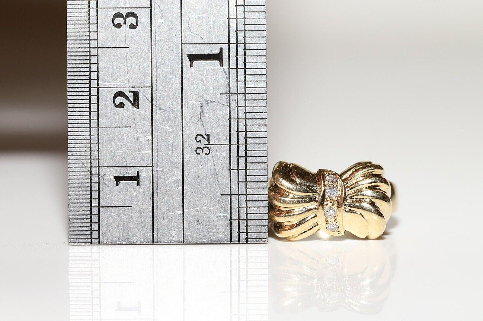 Donna Anello d'epoca degli anni '80 in 14k con diamanti naturali decorati in vendita
