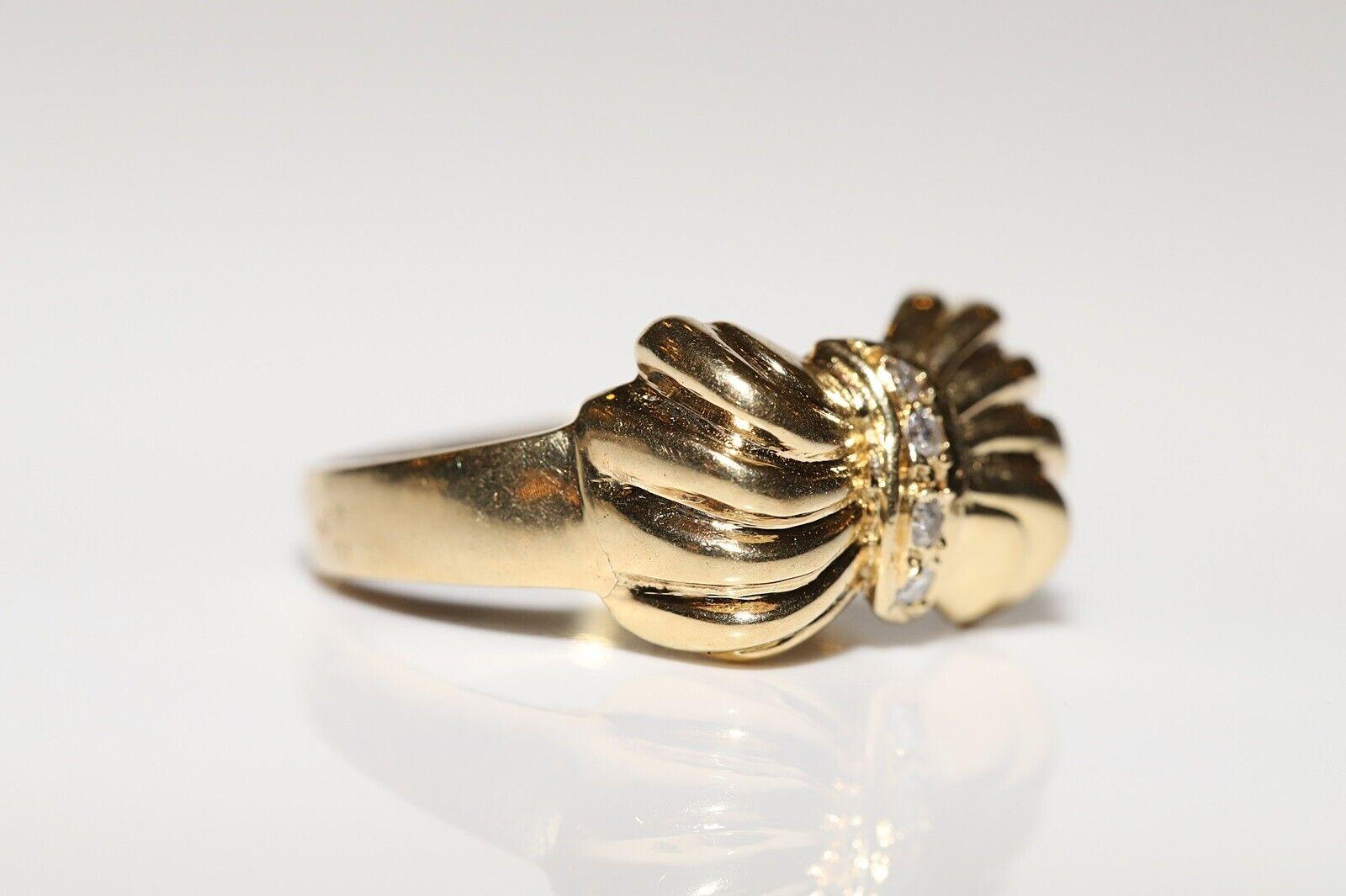 Anello d'epoca degli anni '80 in 14k con diamanti naturali decorati in vendita 3