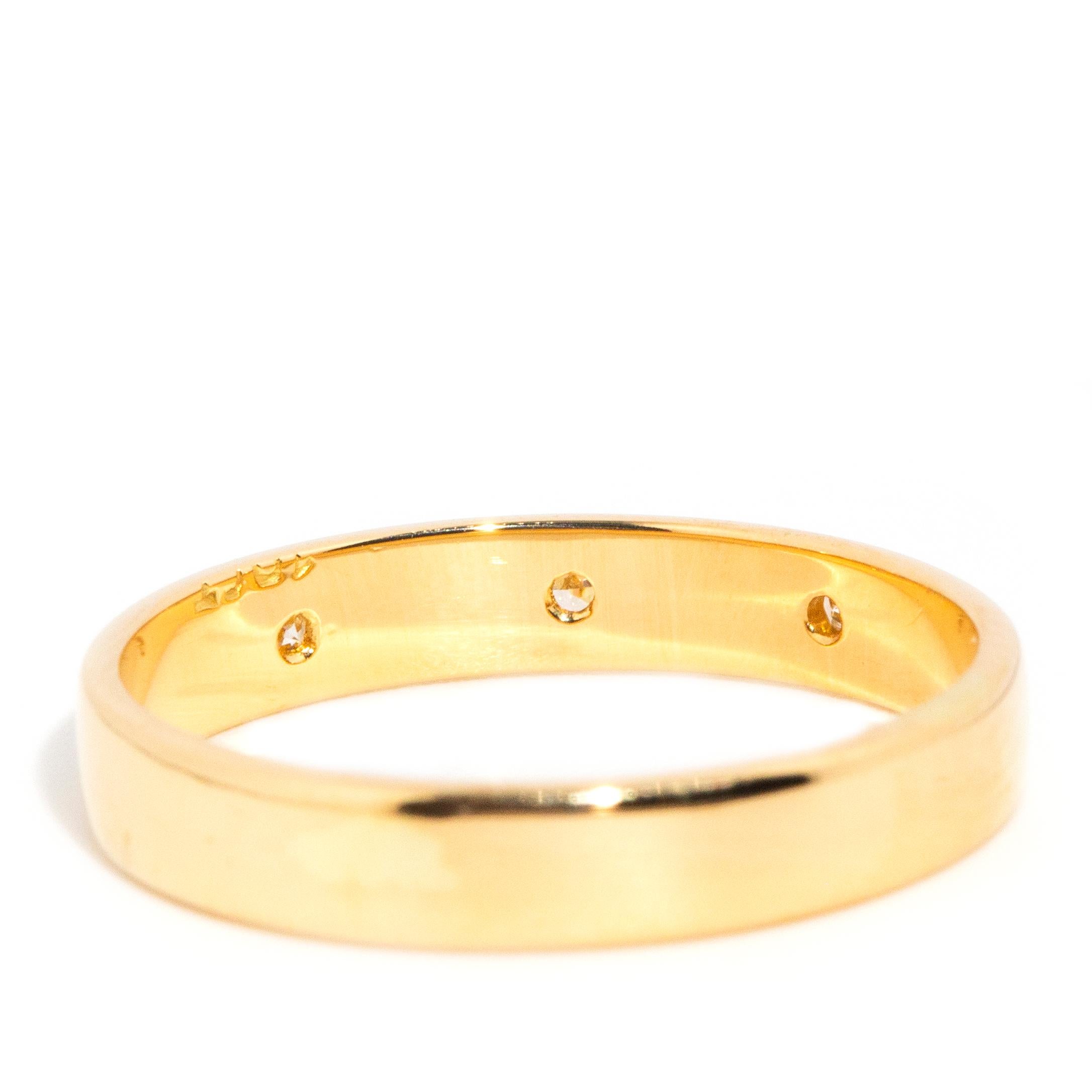 Vintage-Diamantband aus 18 Karat Gelbgold mit drei Steinen, ca. 1980er Jahre 2