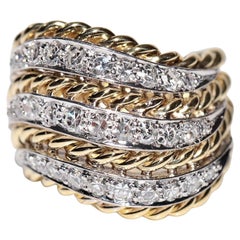 Vintage By, circa anni
80, Anello in oro 18 carati con diamanti naturali lavorato a mano