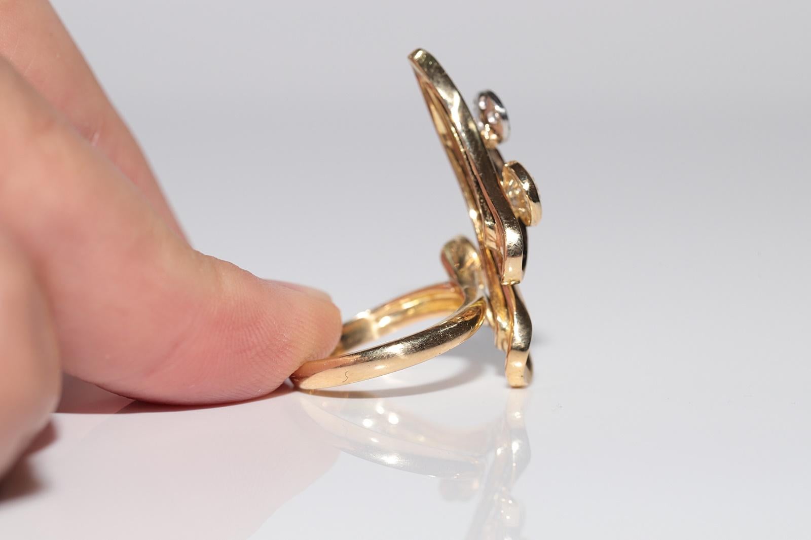 De las mujeres Vintage Circa 1980s Oro 18k Artesanal  Anillo Fuerte Decorado con Diamantes Naturales en venta