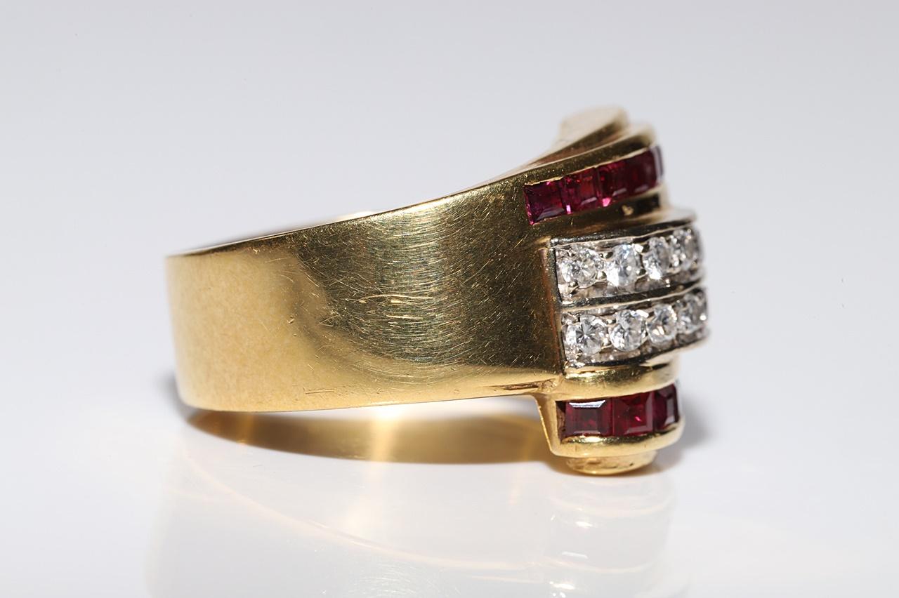 Circa 1980er Jahre 18k Gold Italienischer Ring mit natürlichem Diamant und Kaliber Rubin im Zustand „Gut“ im Angebot in Fatih/İstanbul, 34