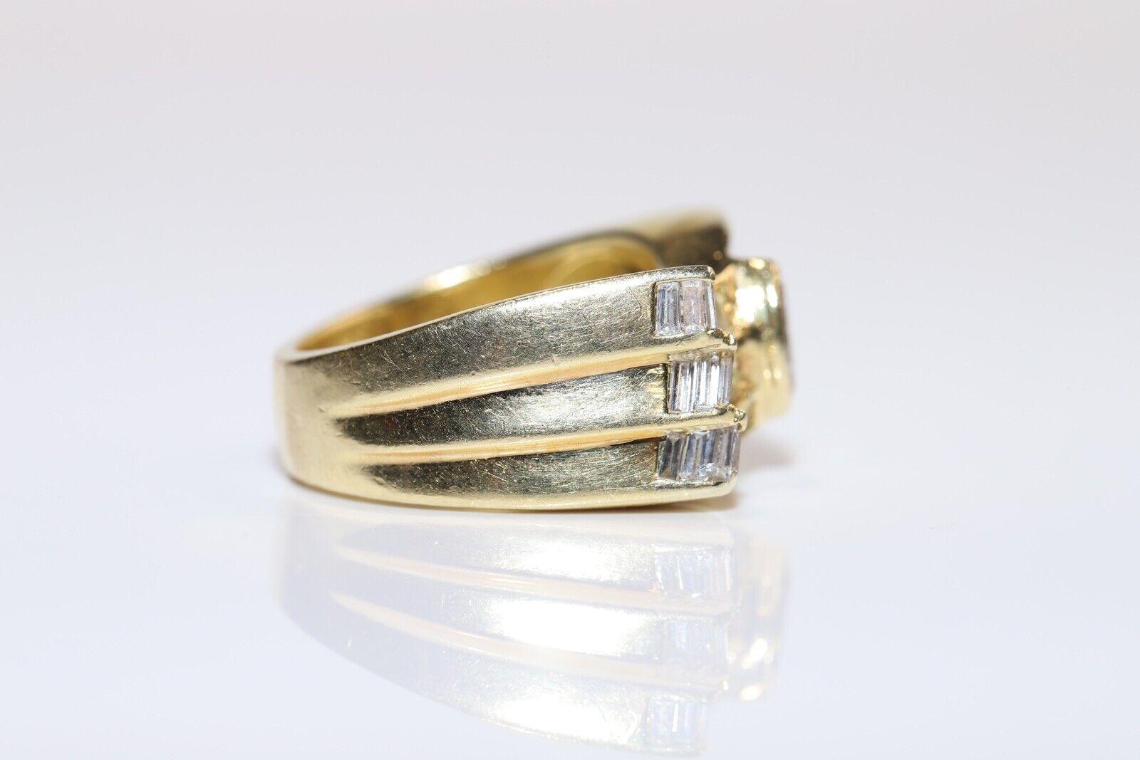 Women's Vintage Circa 1980s 18k Gold Natural Baguette And Marquise Cut Diamond Ring  For Sale