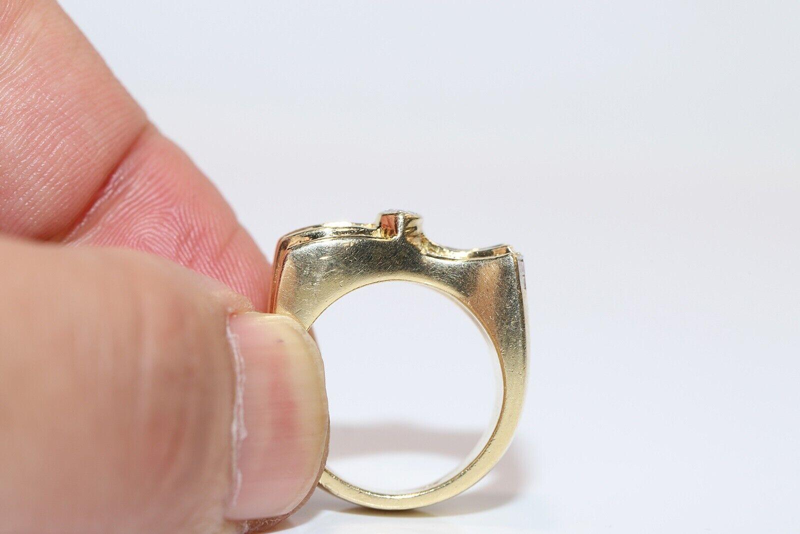 Vintage CIRCA 1980s 18k Gold Natürliche Baguette und Marquise Cut Diamond Tank Ring im Angebot 4